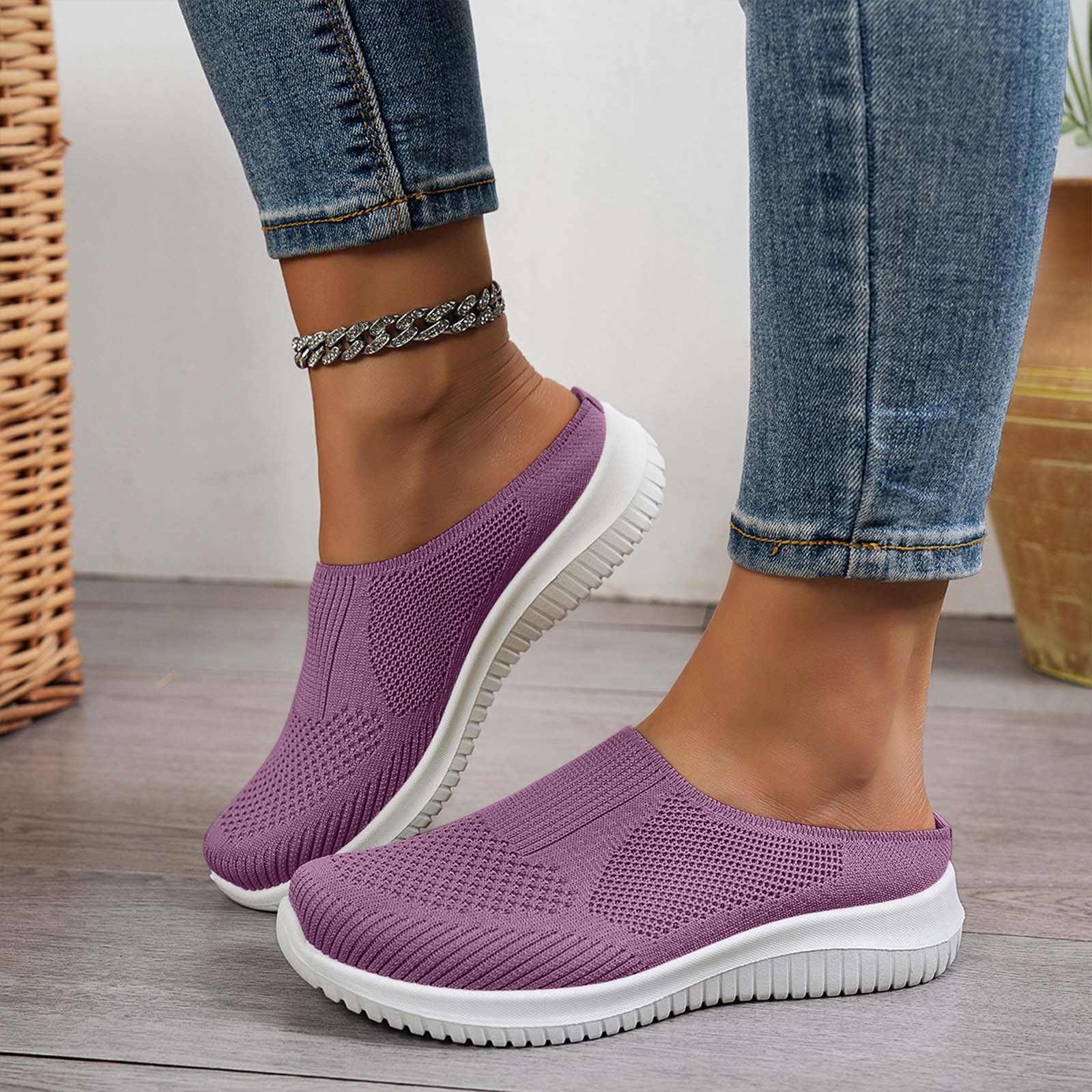 Willtoo 2026 Women’s Slip On Orthopedic Sneakers - Arch Support Tennis & Walking Shoes, Non-Slip Nurse Shoes for Food Service, Wide Width Valentines Day Gifts Purple 9 Wide