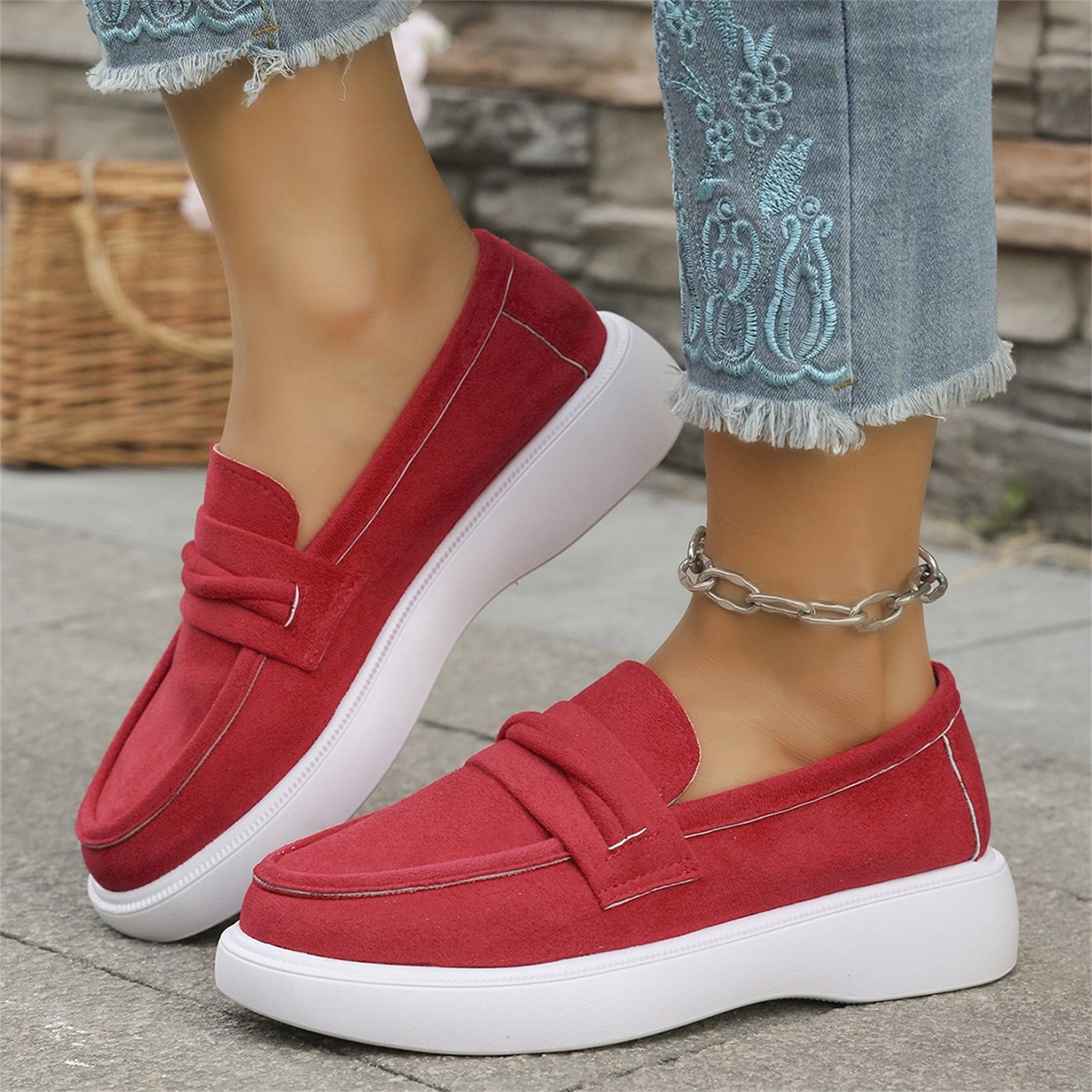 YOUYEDIAN Orthopedic Dress Shoes for Women Arch Support Nurse Shoes Wide Width Slip on Non Slip Work Shoes Knitted Mesh Stretch Comfort 2026 New Foam Shoes