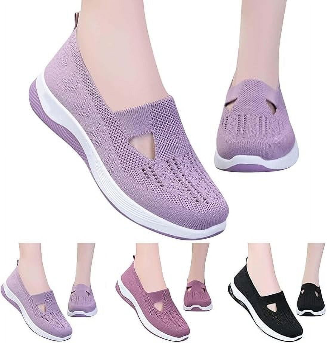 Willtoo Women's Woven Orthopedic Breathable Soft Shoes Go Walking Slip on Diabetic Foam Shoes Hands Free Slip in Sneakers Arch Support Khaki