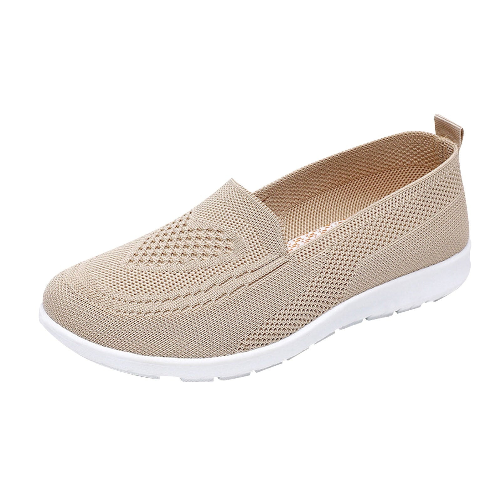 Orthopedic Slip on Walking Shoes for Women Comfortable Embroidered Arch Support Wide Width Work Sneakers Nurse Shoes for Women Beige 5.5 Wide