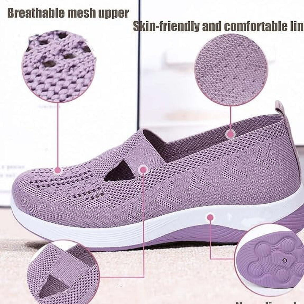 Willtoo Women's Woven Orthopedic Breathable Soft Shoes Go Walking Slip on Diabetic Foam Shoes Hands Free Slip in Sneakers Arch Support Khaki