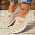 XDDLITP Women's Woven Orthopedic Breathable Soft Shoes Slip On Diabetic Foam Walking Shoes Arch Support Non Slip Lightweight Casual Breathable Tennis Shoes,Beige 35(US-5.5)