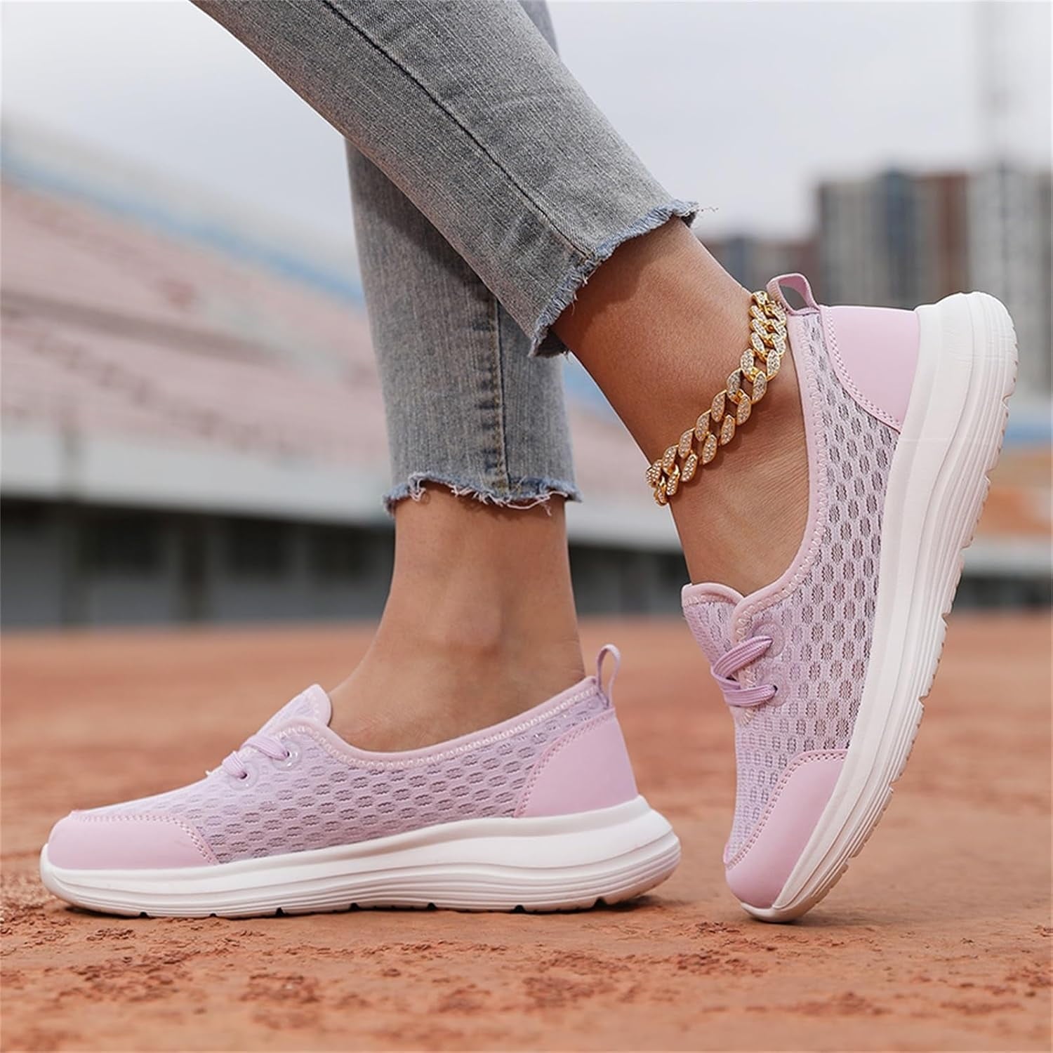 Women's Soft Sole Mesh Comfort Orthopedic Shoes with Arch Support Fit Hands Free Slip on Go Walking Slip Ins Sneakers Ladies Work Standing Tennis Loafers Summer Memory Foam Soft Wide Comfy Shoes