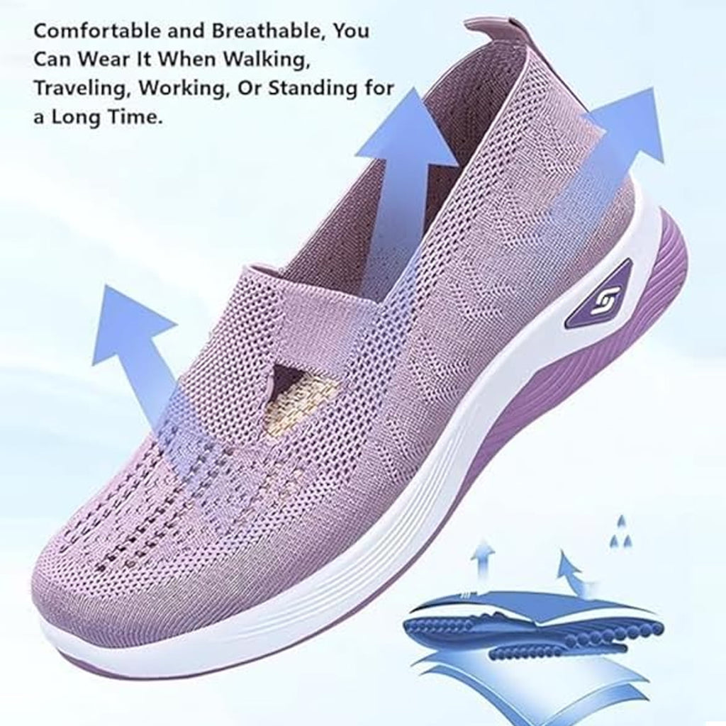 XDDLITP Women's Woven Orthopedic Breathable Soft Shoes Slip On Diabetic Foam Walking Shoes Arch Support Non Slip Lightweight Casual Breathable Tennis Shoes,Beige 35(US-5.5)