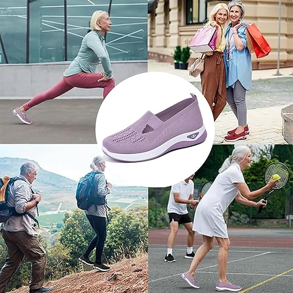 XDDLITP Women's Woven Orthopedic Breathable Soft Shoes Slip On Diabetic Foam Walking Shoes Arch Support Non Slip Lightweight Casual Breathable Tennis Shoes,Beige 35(US-5.5)